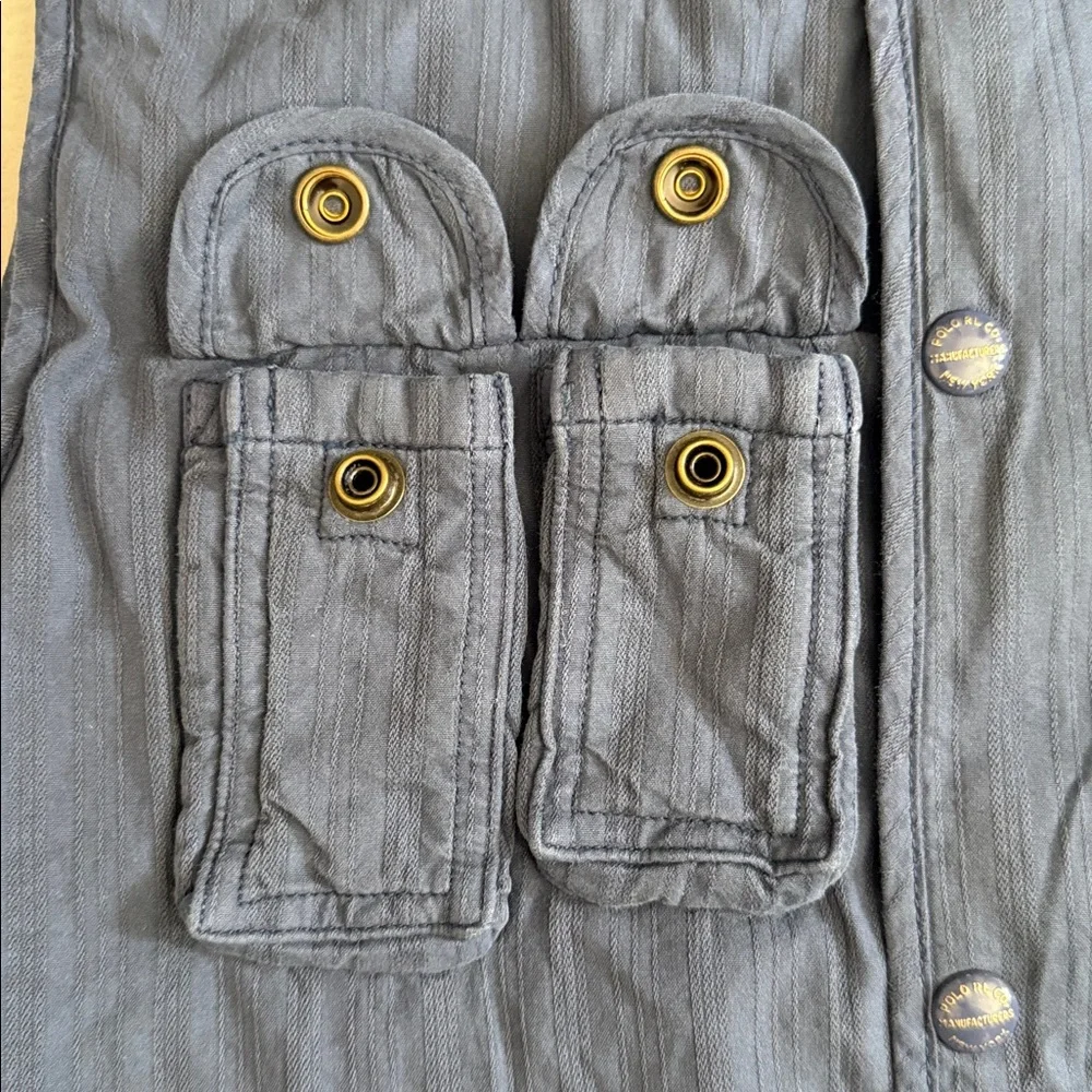 {NWT} Denim & Supply by Polo Ralph Lauren | Cotton Silk Utility Vest Blue (L) - Picture 13 of 16